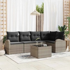 vidaXL Σετ Καναπέ Κήπου με μαξιλάρι 6 pcs Γκρι Πολυ ράταν
