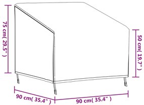 Καλύμματα Καρέκλας Κήπου 2 τεμ. Μαύρα 90x90x50/75 εκ Ύφ. Oxford - Μαύρο