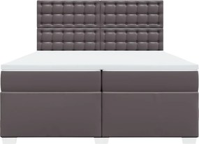 vidaXL Κρεβάτι Boxspring με Στρώμα Γκρι 200x200 εκ. Συνθετικό Δέρμα