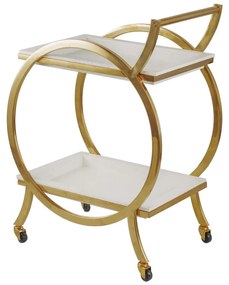 Artekko Cart Τρόλεϊ Μπαρ με 2 Επίπεδα Μέταλλο MDF Λευκό Χρυσό (64x41x86)cm Artekko 82446