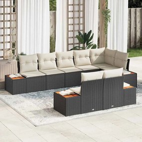 vidaXL Σετ Καναπέ Κήπου με μαξιλάρι 8 pcs Μαύρο Πολυ ράταν