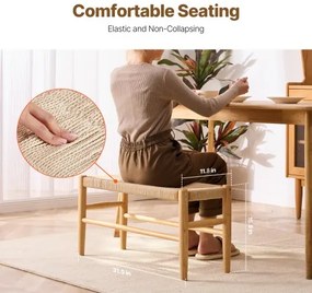 VEVOR Rattan Bench Wooden Bench 31.5 Inches for Entryway Living Room &amp; Bedroom