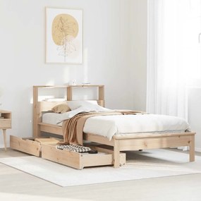 vidaXL Κρεβάτι Βιβλιοθήκη Χωρίς Στρώμα 75x190 εκ Μασίφ Ξύλο Πεύκο