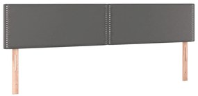 vidaXL Κρεβάτι Boxspring με Στρώμα Γκρι 200x200 εκ. Συνθετικό Δέρμα