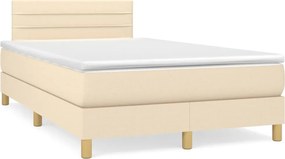 vidaXL Κρεβάτι Boxspring με Στρώμα Κρεμ 120x200 εκ. Υφασμάτινο