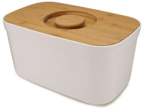 Ψωμιέρα Bread Bin 81097 35,5x21,5x18cm Με Ξύλινο Καπάκι/Βάση Κοπής White-Natural Joseph Joseph Πλαστικό,Bamboo