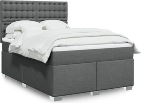 vidaXL Κρεβάτι Boxspring με Στρώμα Σκούρο Γκρι 140x190 εκ. Υφασμάτινο