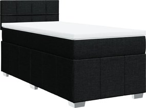 vidaXL Κρεβάτι Boxspring με Στρώμα Μαύρο 90x200 εκ. Υφασμάτινο