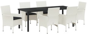 vidaXL Σετ Καθιστικών Για Εξωτερικούς Χώρους Με 7 Τεμάχια Και Μαξιλάρια Λευκού Πολυ Ράτταν