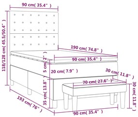 Κρεβάτι Boxspring με Στρώμα Ροζ 90x190 εκ. Βελούδινο 3138060