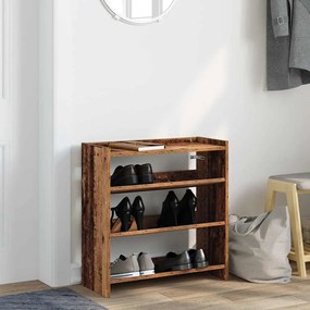 Ράφι παπουτσιών Παλιό ξύλο 60x25x62 cm Κατασκευασμένο ξύλο - Καφέ