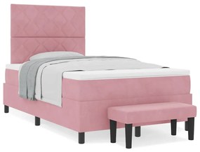 vidaXL Κρεβάτι με ελατήρια με στρώμα Ροζ 120 x 200 cm Βελούδο