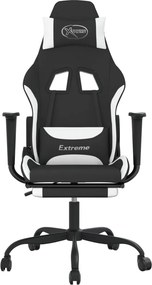 vidaXL Καρέκλα Μασάζ Gaming Μαύρη/Λευκή Ύφασμα με Υποπόδιο