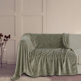 Ριχτάρι Flannel Aria Olive-Grey Melinen Διθέσιο 170x250cm Πολυέστερ