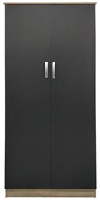 Ντουλάπα δίφυλλη Athos pakoworld σε sonoma-ανθρακί απόχρωση 80x42x180εκ