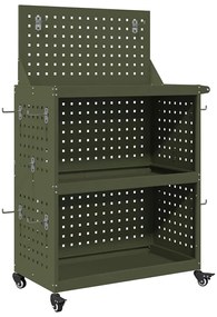 vidaXL Καρότσι εργαλείων με ράφι Λαδί 65 x 35 x 111 εκ Κρύα χάλυβας