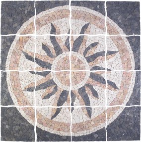 vidaXL Μωσαϊκά Πλακάκια Ήλιος Πολύχρωμο 120 x 120 cm Μάρμαρο