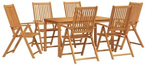 vidaXL Σέτ φαγητού για κήπο Πτυσσόμενος 7 pcs Καφέ Μασίφ ξύλο ακακίας