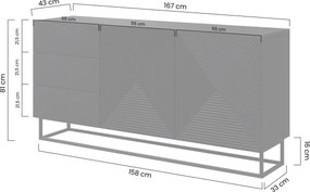 Μπουφές Sky 167x81x43cm Ανθρακί + Rivier Stone με πόδια - BOG4589