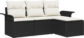 vidaXL Σετ Καναπέ Κήπου με μαξιλάρι 4 pcs Μαύρο Πολυ ράταν