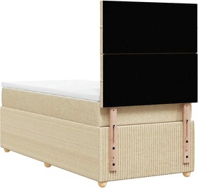 vidaXL Κρεβάτι Boxspring με Στρώμα Κρεμ 90x200 εκ.Υφασμάτινο