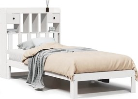 vidaXL Κρεβάτι Βιβλιοθήκη Χωρίς Στρώμα Λευκό 75x190 εκ Μασίφ Πεύκο