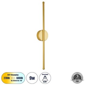 Απλίκα Φωτιστικό Τοίχου LED CCT 9W 1080lm DIADEM Globostar-61330-Χρυσό 61330
