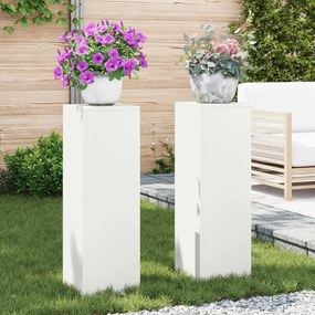 vidaXL Υποστηρίγματα Φυτών Κολώνα 2 τεμ Λευκό 24x24x75 εκ Ατσάλι