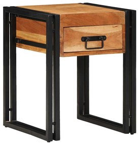 vidaXL End Table με συρτάρι Καφέ 40 x 40 x 50 cm Μασίφ ξύλο ακακίας