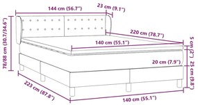 Box Spring Κρεβάτι με στρώμα Μαύρο 140x220 cm Βελούδινο - Μαύρο