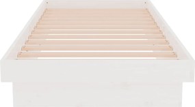 vidaXL Πλαίσιο Κρεβατιού Λευκό 75x190 εκ. Μασίφ Ξύλο Small Single