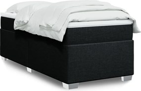 vidaXL Κρεβάτι Boxspring με Στρώμα Μαύρο 90x190 εκ.Υφασμάτινο