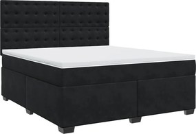 vidaXL Κρεβάτι Boxspring με Στρώμα Μαύρο 180x200 εκ. Βελούδινο