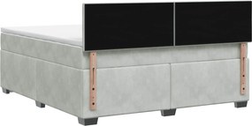 vidaXL Κρεβάτι Box Spring με Στρώμα και LED Ανοιχτό γκρι 180 x 200 cm