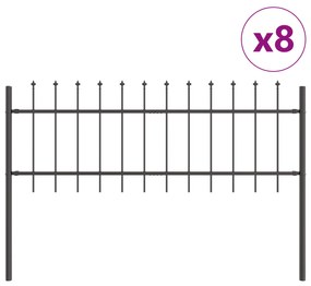vidaXL Φράχτης Κήπου με Ακίδες Γκρι 13,6x0,6 μ Μέταλλο