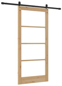 vidaXL Ολισθητή Πόρτα Καφέ 93 x 202 cm Ξύλο και μέταλλο