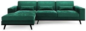 Γωνιακός Καναπές Seattle K100, Πράσινο, 280x153x85cm, Πόδια: Ξύλο, Ξύλο: Πεύκο | Epipla1.gr