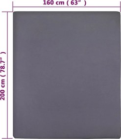 vidaXL Σεντόνι Με Λάστιχο Ανθρακί 160x200 εκ. Βαμβακερό Ζέρσεϊ