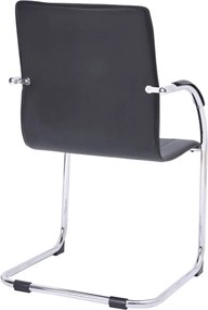 OMIKRON Πολυθρόνα Γραφείου Επισκέπτη, Μέταλλο Χρώμιο PVC Μαύρο   4τμχ