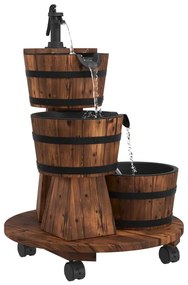 vidaXL Σιντριβάνι με Αντλία και Τροχούς 55x55x80 εκ. Μασίφ Ξύλο Ελάτης