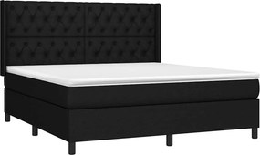 vidaXL Κρεβάτι Boxspring με Στρώμα &amp; LED Μαύρο 160x200 εκ. Υφασμάτινο
