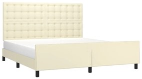 vidaXL Πλαίσιο Κρεβατιού με Κεφαλάρι Κρεμ 180x200 εκ. Συνθετικό Δέρμα