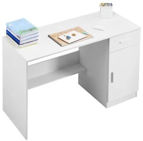VEVOR Small Desk with Drawer Kids Desk for Bedroom Wood Simple Study Table White