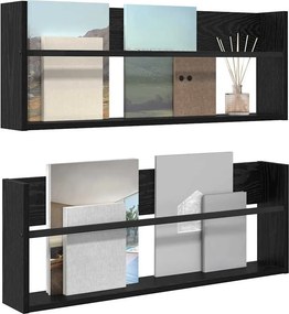 vidaXL Ράφι Περιοδικών με ράφι 2 pcs Μαύρη Οξυά 80 x 12 x 30 εκ