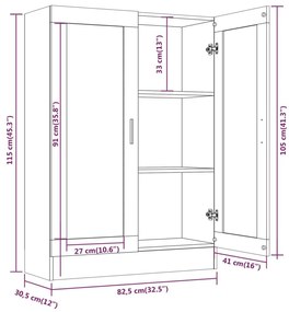 Βιτρίνα Γκρι Sonoma 82,5 x 30,5 x 115 εκ. Επεξεργασμένο Ξύλο - Γκρι