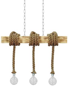 Φωτιστικό Οροφής Τρίφωτο MR-10 31-0515 Brown Wood, Rope
