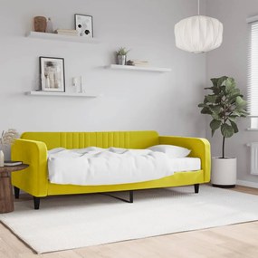 vidaXL Καναπές Κρεβάτι με Στρώμα Κίτρινο 100 x 200 εκ. Βελούδινος