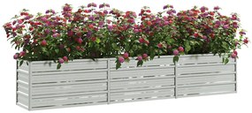 vidaXL Ζαρντινιέρα Υπερυψωμένη Ασημί 240x40x45 εκ. Γαλβανισμ. Χάλυβας