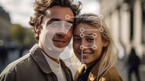 Intra Συλλεκτικό Ξύλινο Παζλ Plywood 4mm - Χαμογελαστό ζευγάρι στην πολυσύχναστη οδό Σε Ξύλινο Κουτί - Διαστάσεις Puzzle: 10x10 cm – 25 κομμάτια