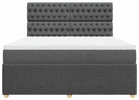 vidaXL Κρεβάτι Boxspring με Στρώμα Σκούρο Γκρι 180x200 εκ Υφασμάτιν